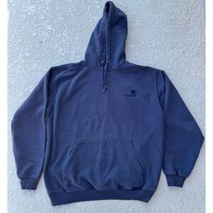 Carhartt Blue Loose Fit Heavyweight Hoodie Sweatshirt L Stain